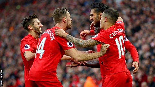 Liverpool players celebrate