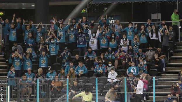 Belfast Giants fans celebrate during Friday's game