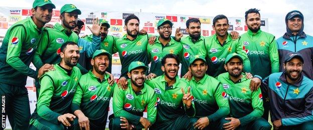 Pakistan with the ODI series trophy