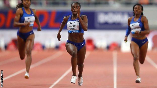 Dina Asher-Smith wins the women's 200m in the Diamond League meeting in Doha
