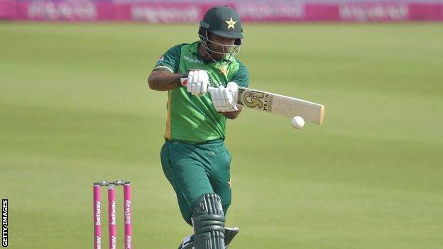 Pakistan opener Fakhar Zaman plays a pull shot in the second one-day international against South Africa