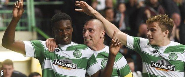 Dedryck Boyata (left) headed Celtic into the lead late on