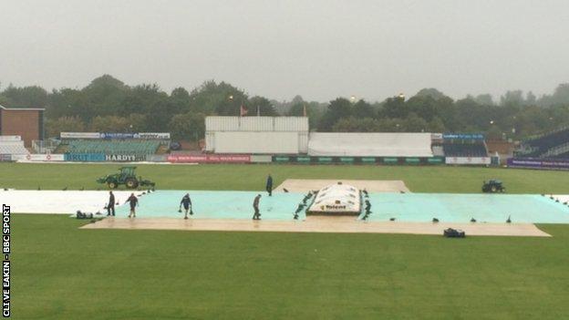 The ground staff were the hardest worked at Chester-le-Street as all but eight overs were washed out on day three of the Durham-Warwickshire Championship game