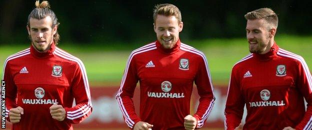 Gareth Bale, Chris Gunter and Aaron Ramsey