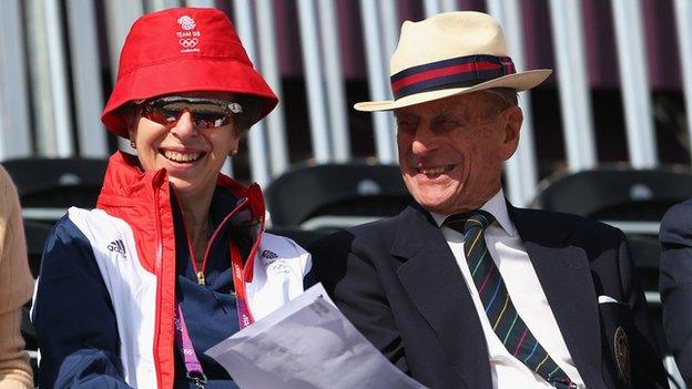 Prince Philip and Princess Anne attend the Equestrian events at London 2012