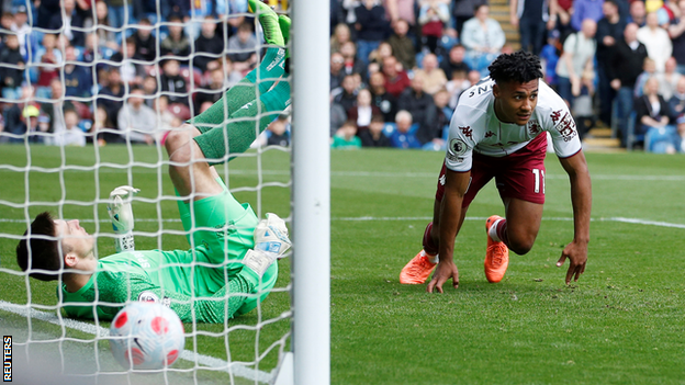 Ollie Watkins scores for Aston Villa against Burnley at Turf Moor