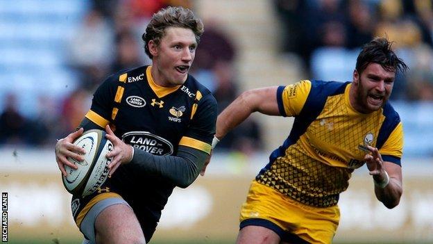 Wasps winger Tom Howe has scored two tries for the club, one of which came against Warriors in the Anglo-Welsh Cup tie at the Ricoh Arena in November