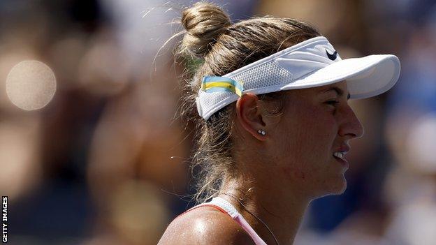 Marta Kostyuk during her US Open match against Victoria Azarenka in New York