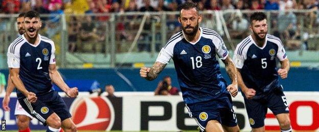 Steven Fletcher scores against Malta