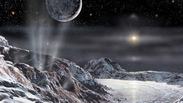 An artists impression of Pluto's surface