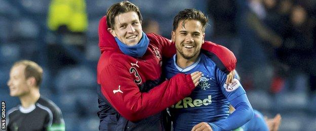 Josh Windass congratulates match-winner Harry Forrester at full-time