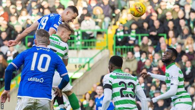 Nikola Katic's header gave Rangers victory at Celtic Park on Sunday