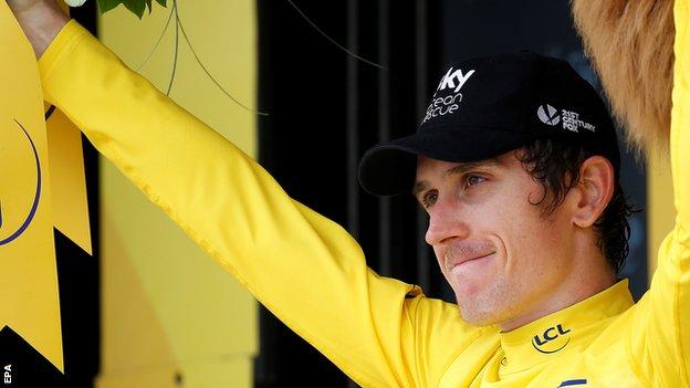 Geraint Thomas in yellow jersey