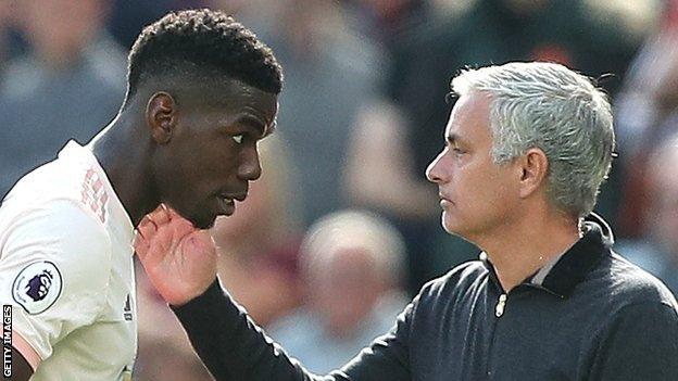 Paul Pogba and Jose Mourinho