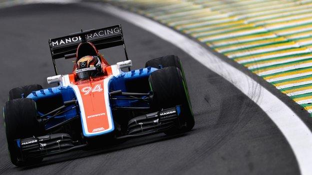 Pascal Wehrlein driving a Manor Racing car.