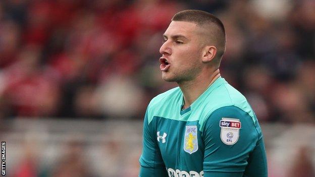 Sam Johnstone in action for Aston Villa