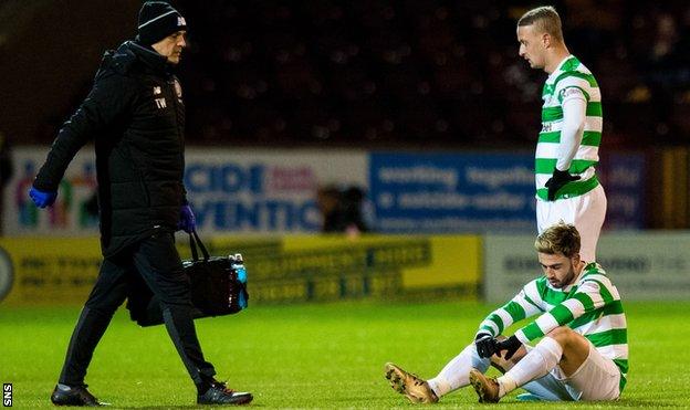 Celtic's Patrick Roberts injures hamstring at Motherwell's Fir Park