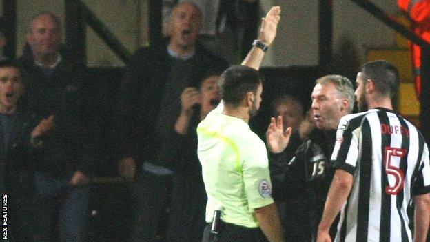 John Sheridan is sent off against Wycombe