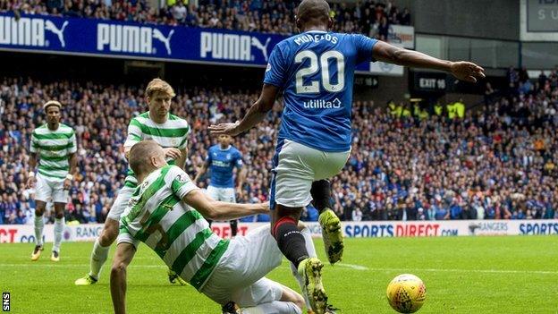 Rangers striker Alfredo Morelos and Celtic defender Jozo Simunovic