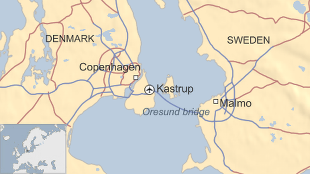 Oresund bridge map