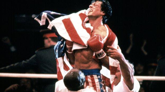 A picture of Rocky celebrating