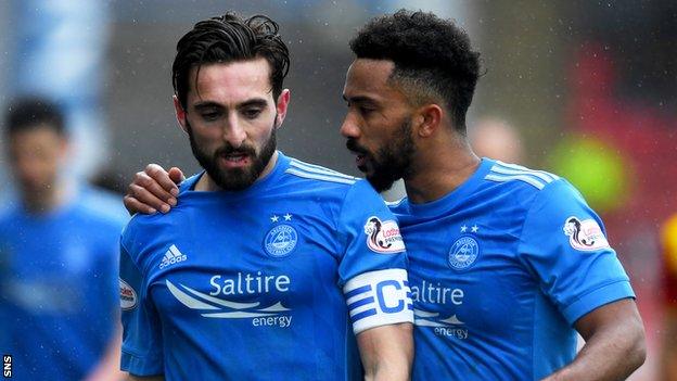 Aberdeen's Graeme Shinnie and Shay Logan