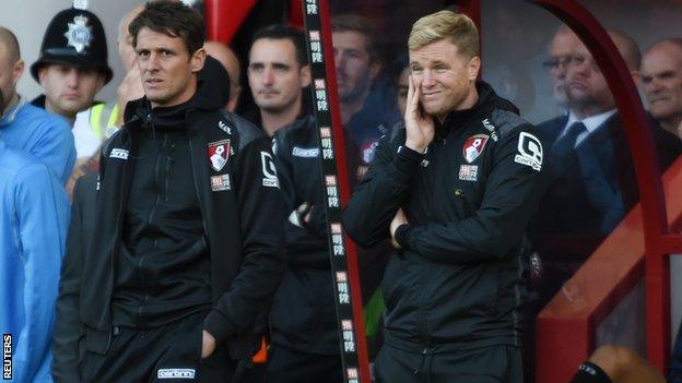 Bournemouth assistant manager Jason Tindall and manager Eddie Howe