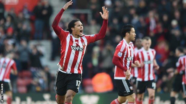 Virgil van Dijk celebrates