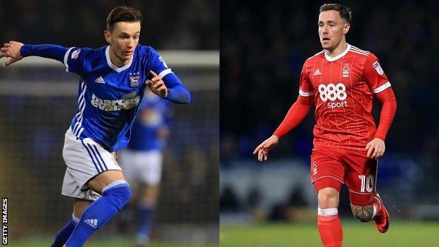 Manchester City midfielder Bersant Celina and Nottingham Forest winger Barrie McKay