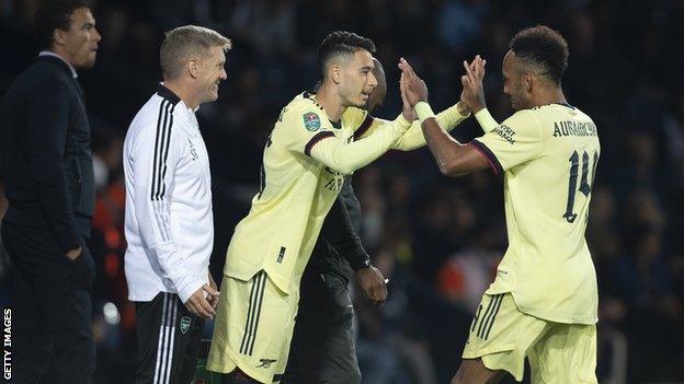 Arsenal make a substitution against West Brom in the EFL Cup