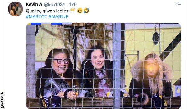 Three women watch Marine AFC