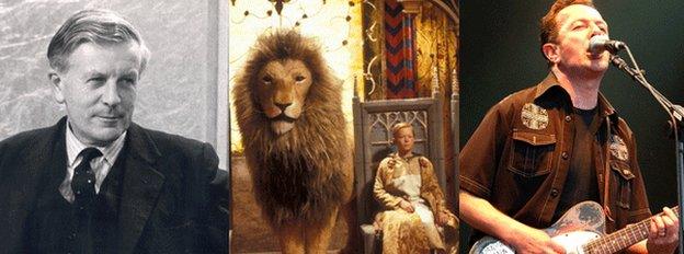 Jo Grimond (left), characters from a BBC dramatisation of the Lion, the witch and the wardrobe and Joe Strummer