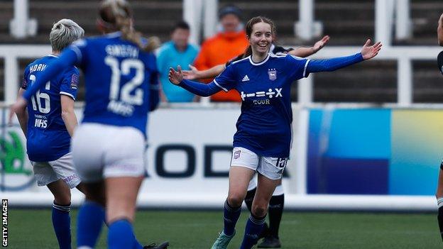 Lucy O'Brien, who netted Ipswich's winner in the previous round at Newcastle, came on to score a penalty in the shootout