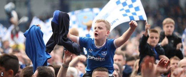 Portsmouth fans celebrate winning the title