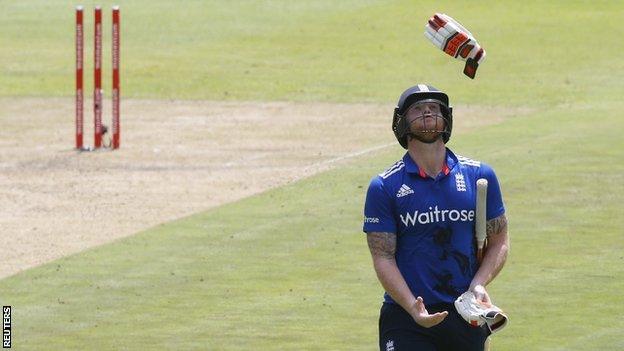 Ben Stokes looks disappointed after losing his wicket