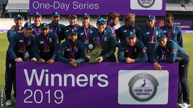 England with the one-day series trophy