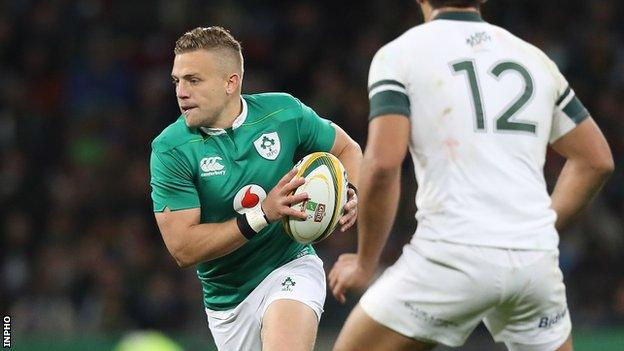 Ian Madigan in action against South Africa in 2016