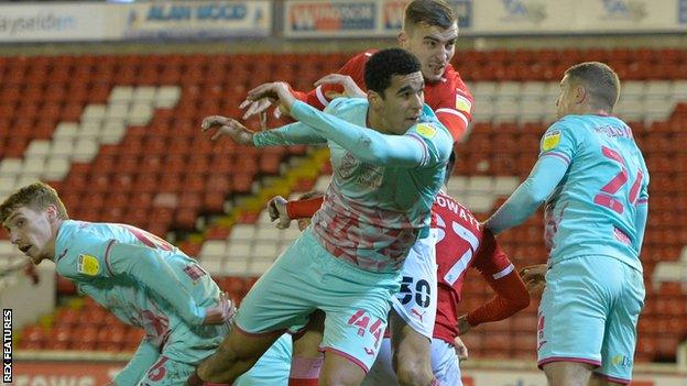 Ben Cabango headed home from a long throw in Swansea's 2-0 win at Barnsley in January