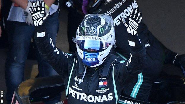 Valtteri Bottas celebrates winning the Russian Grand Prix