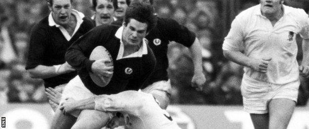 John Beattie playing for Scotland against England in 1980