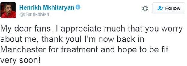 Henrikh Mkhitaryan tweet
