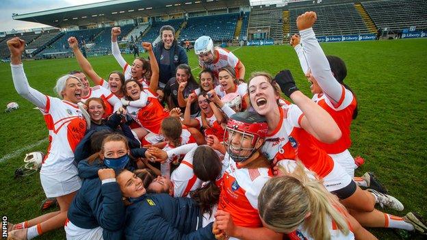The Armagh squad celebrate after Saturday's thrilling All-Ireland Premier Junior Final win over Cavan