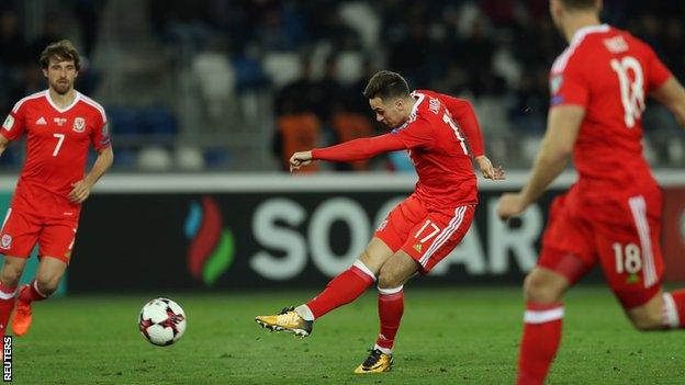 Tom Lawrence scores for Wales against Georgia