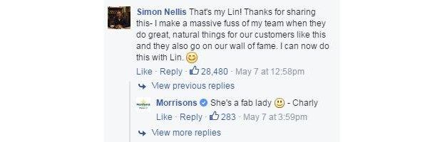 Store manager Simon Nellis responds to Amanda's post 'That's my Lin'