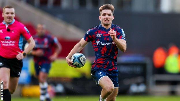 Bristol's Harry Randall breaks away in the league match against Leicester