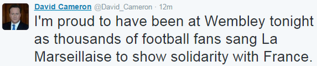 British Prime Minister David Cameron was at Wembley