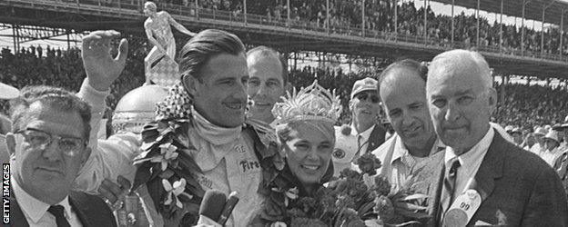 Graham Hill after winning the Indy 500