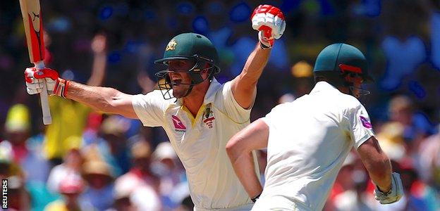 Mitchell Marsh celebrates his century