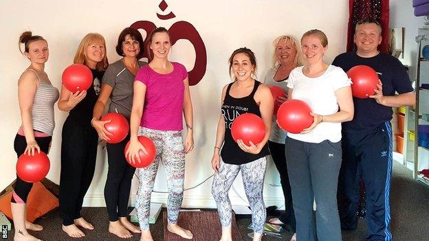 Pilates class group shot