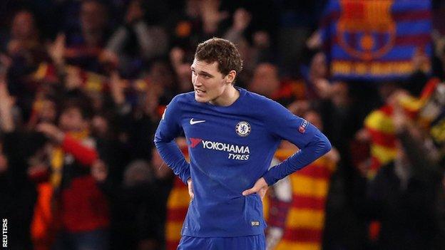 Andreas Christensen looks downcast after his mistake allows Chelsea to score